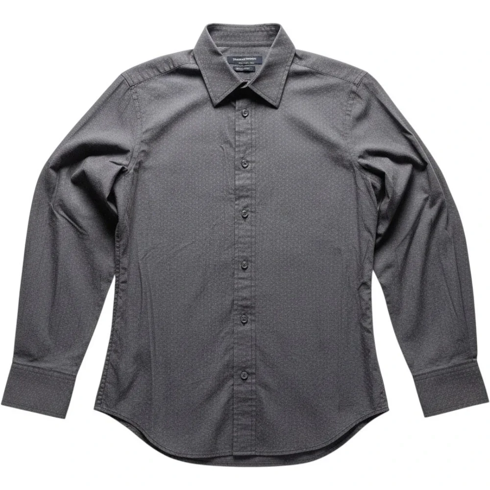 Banana Republic Dress Shirt Mens Small 14.5 32/33 Gray Geometric Slim Fit LS